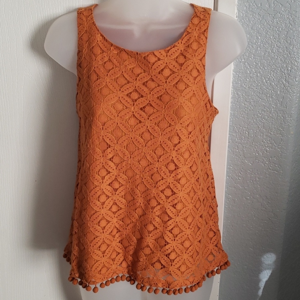 Ann Taylor Factory Pom Pom Lace top